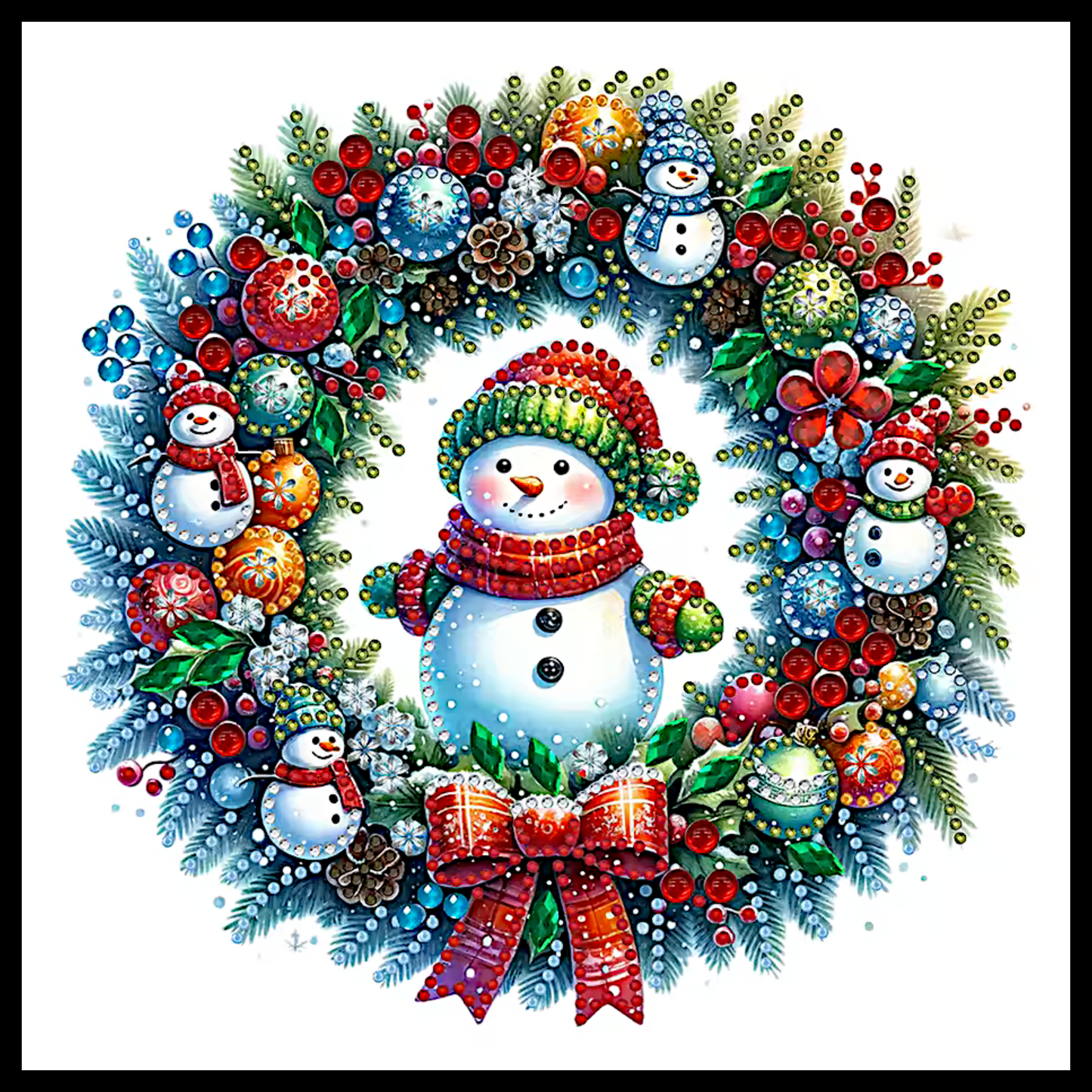 SNOWMAN WREATH DIAMOND PAINTING KIT - PARTIAL/SPECIAL 12x12