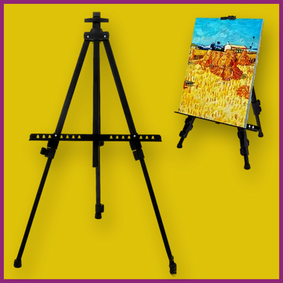 BLACK METAL TRAVEL EASEL - ADJUSTABLE FOR STANDING OR TABLETOP
