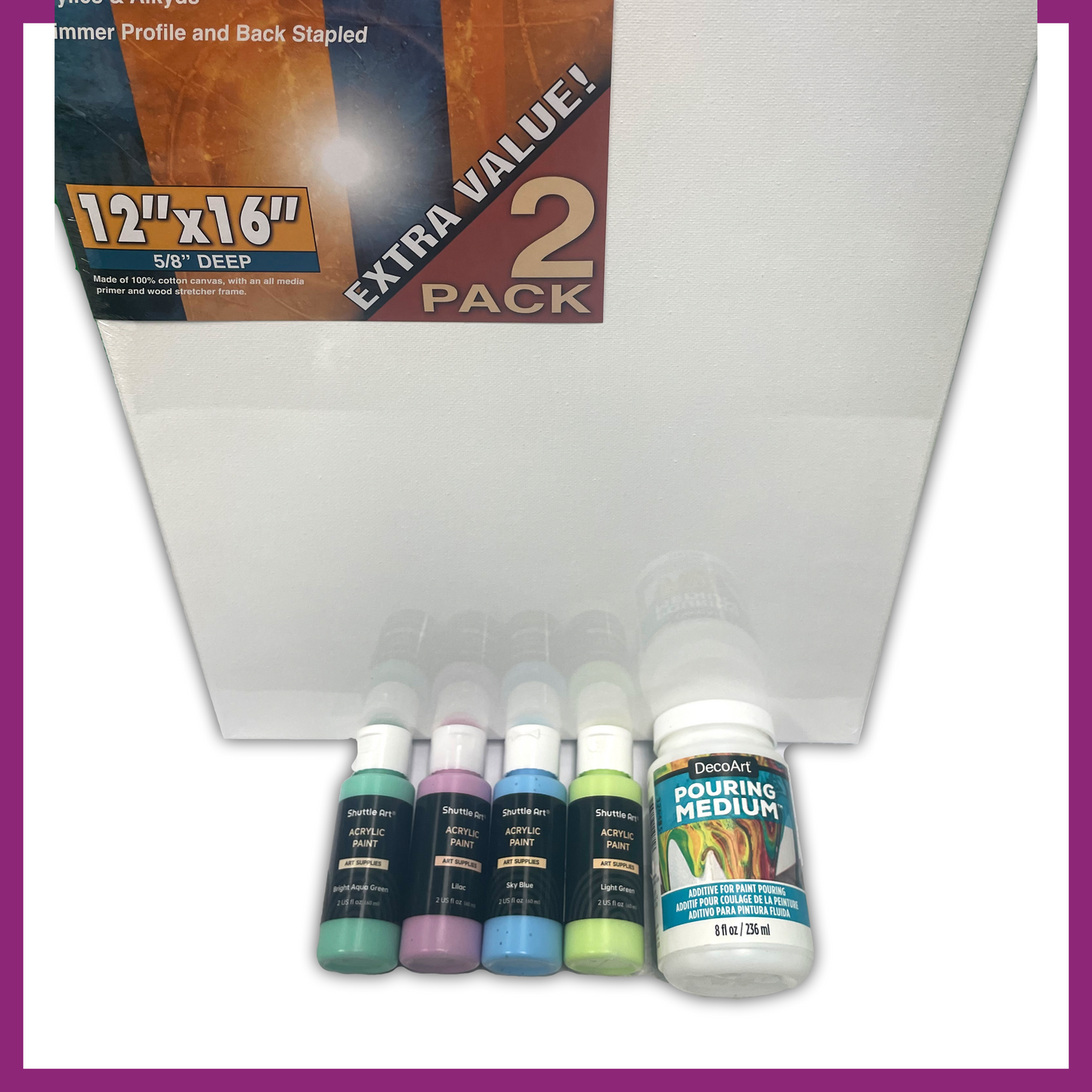 BUNDLE SET - ACRYLIC POURING WITH CANVASES