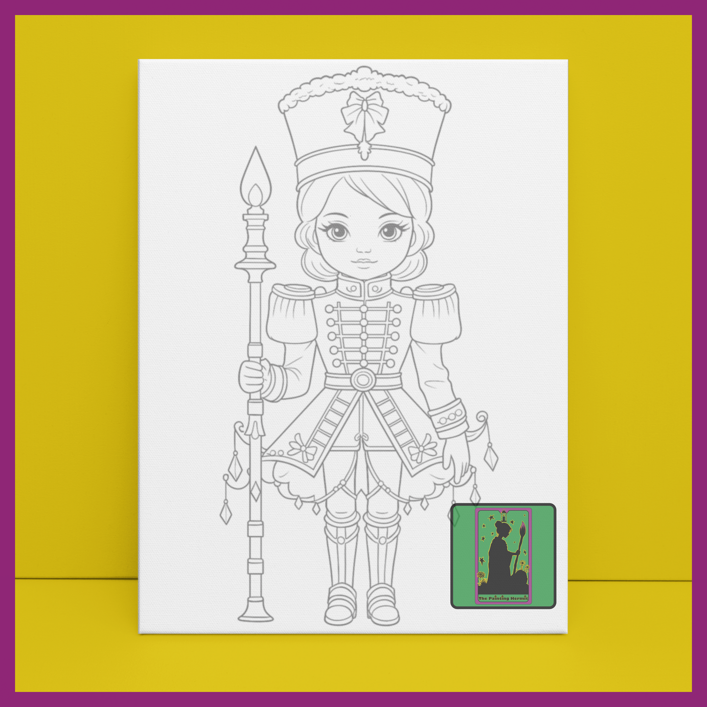 PREDRAWN CANVAS PANEL PAINT KIT CHRISTMAS GIRL SOLDIER