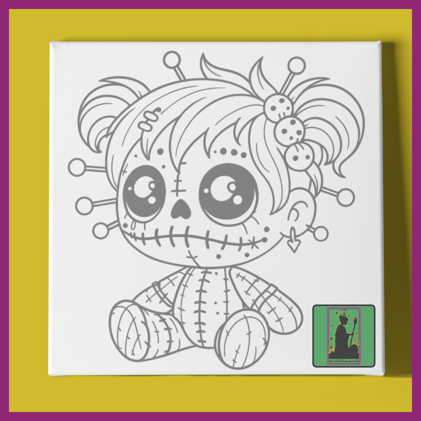 PREDRAWN CANVAS PANEL PAINT KIT PUNK VOODOO DOLL BABY