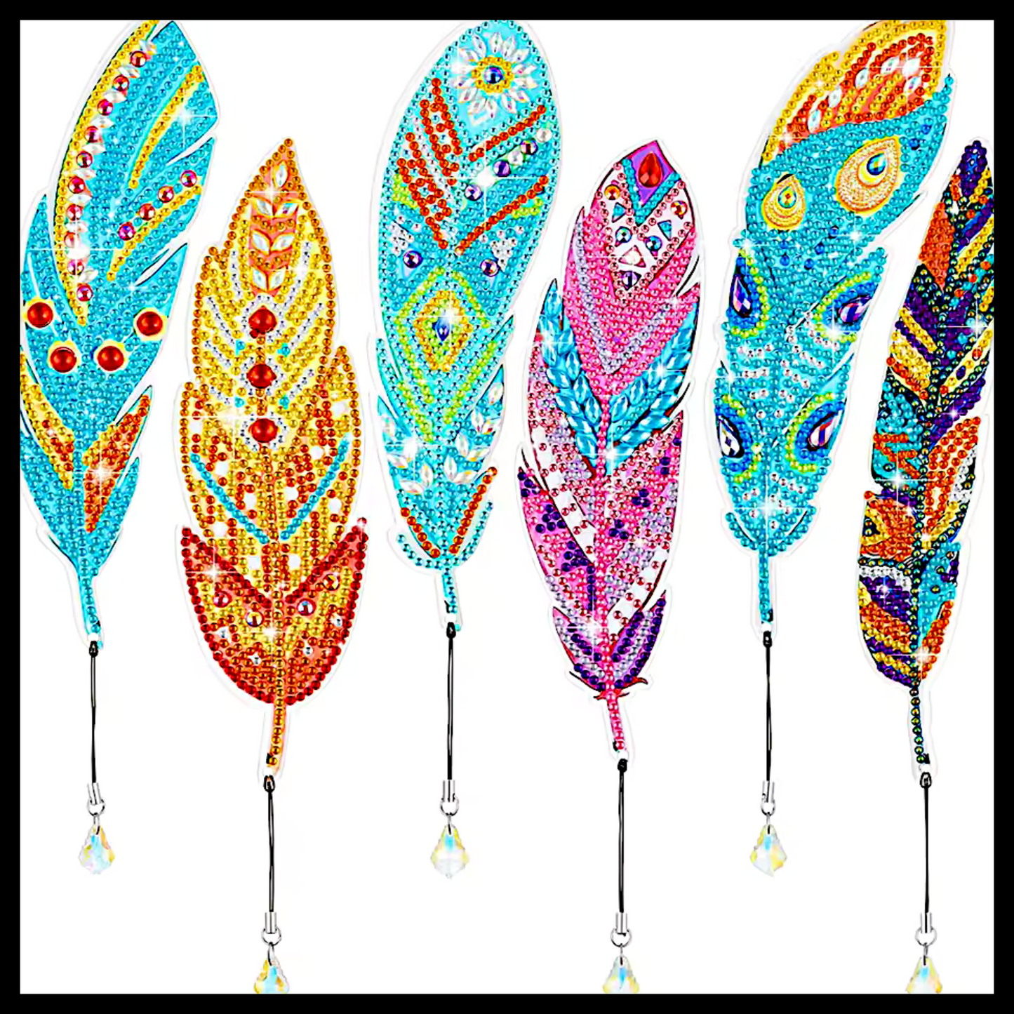 6 SET FEATHER BOOKMARKS DIAMOND PAINTING KIT