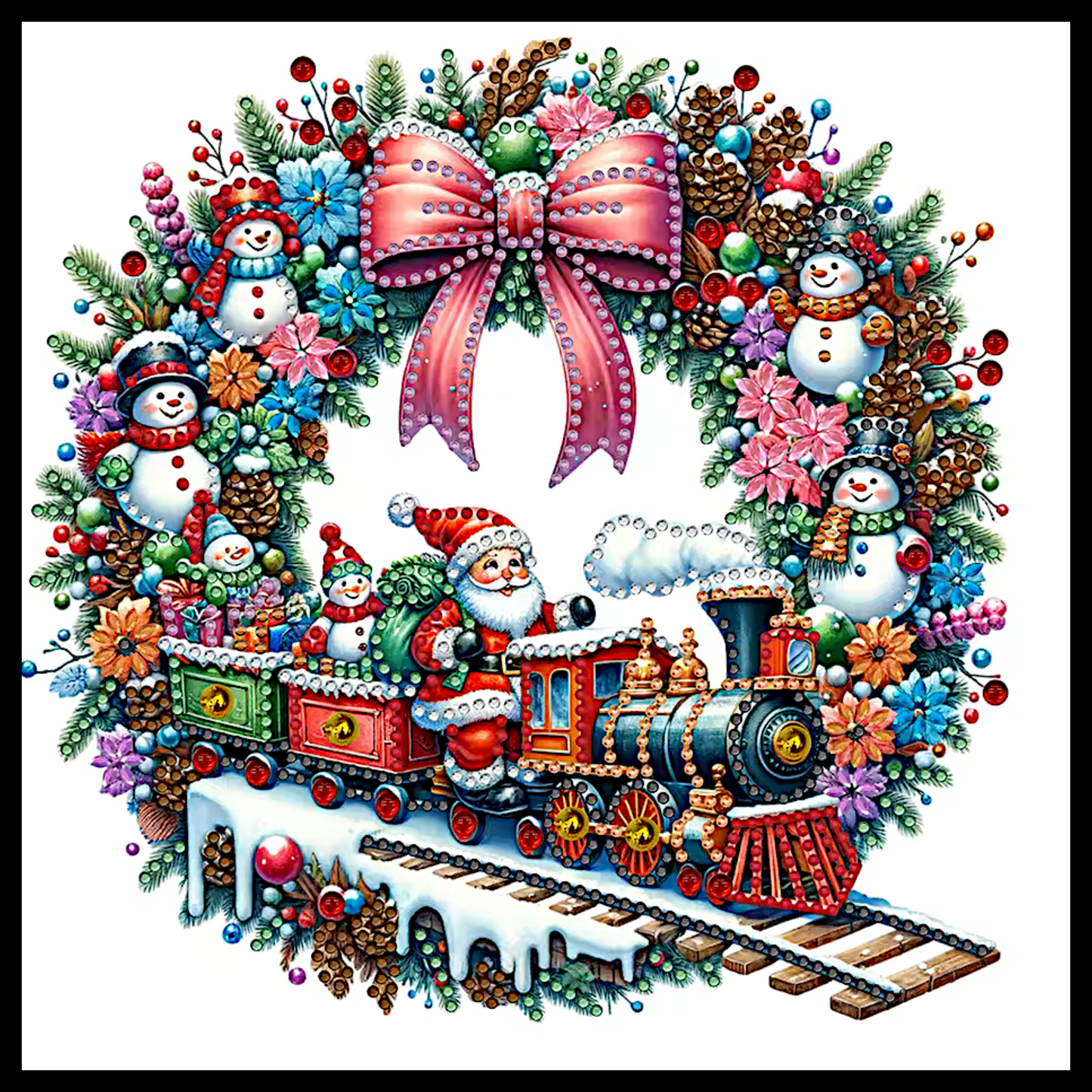 SANTA TRAIN DIAMOND PAINTING KIT - PARTIAL/SPECIAL 12x12