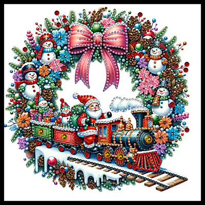 SANTA TRAIN DIAMOND PAINTING KIT - PARTIAL/SPECIAL 12x12