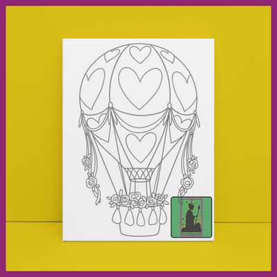 VALENTINE HEARTS HOT AIR BALLOON PREDRAWN CANVAS PANEL