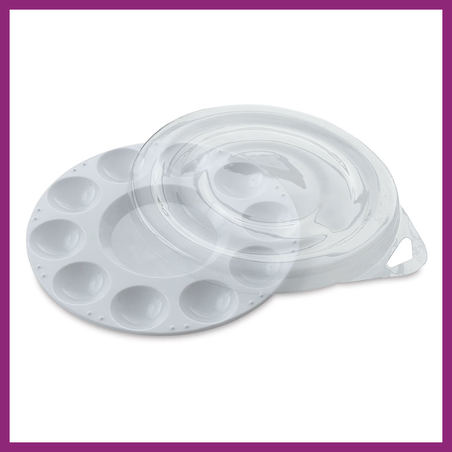 PLASTIC 10-WELL PAINT TRAY WITH COVER - ROUND