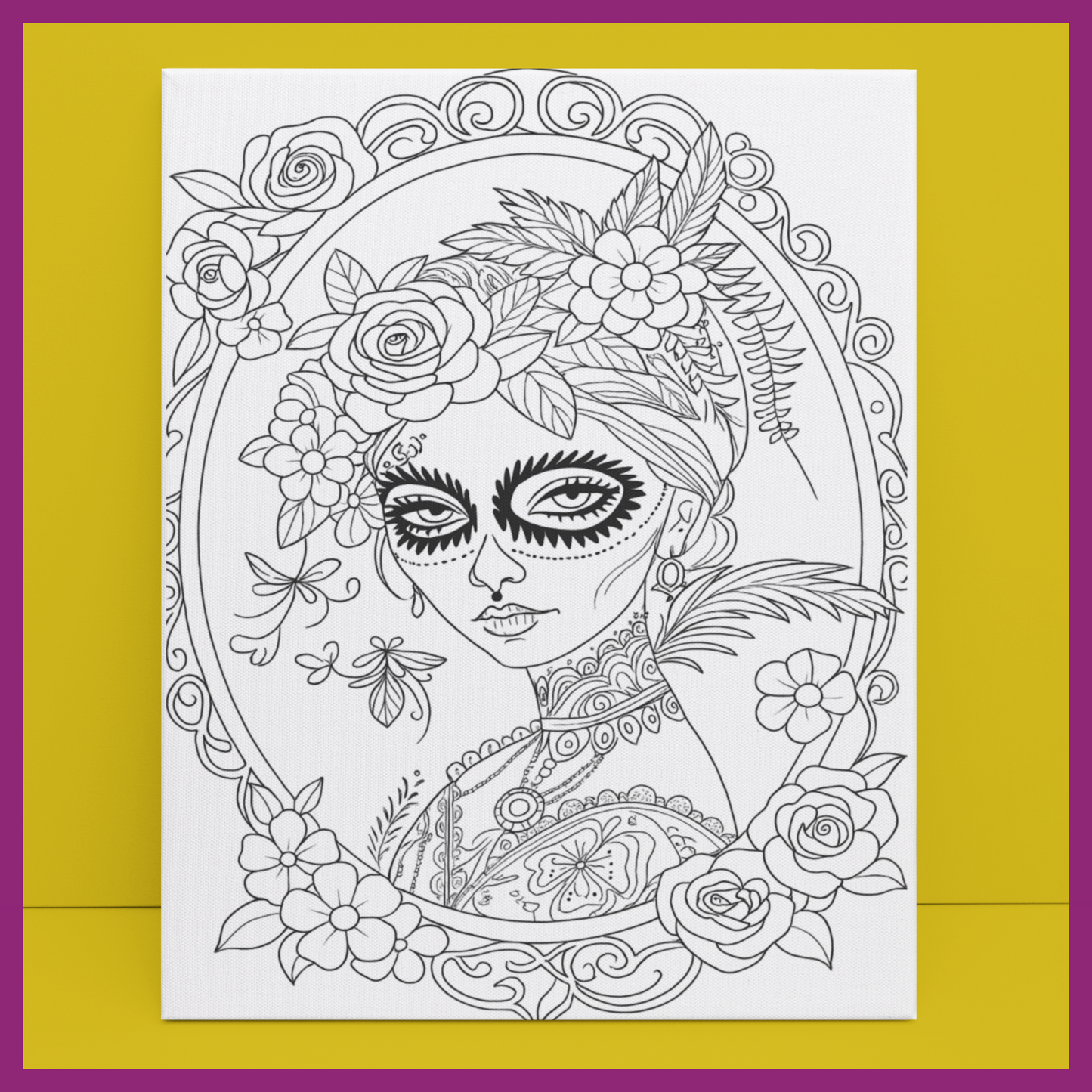 DIA DE LOS MUERTOS LADY PREDRAWN CANVAS