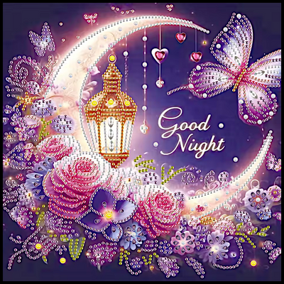 GOODNIGHT BUTTERFLY MOON DIAMOND PAINTING KIT - PARTIAL/ SPECIAL DRILLS 12x12