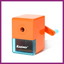 MANUAL HAND CRANK PENCIL SHARPENER - ORANGE & BLUE