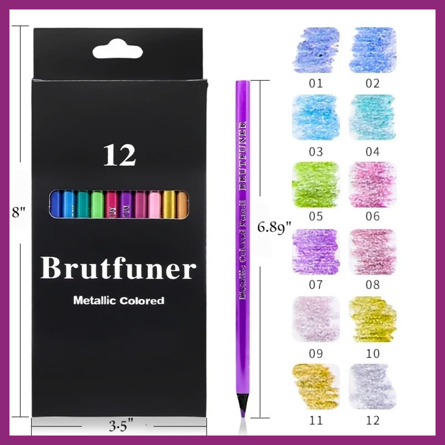 BRUTFUNER METALLIC COLORED PENCIL SET OF 12