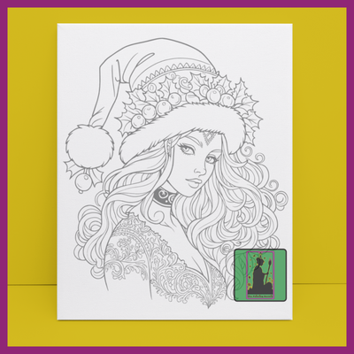 PREDRAWN CANVAS PANEL PAINT KIT PRETTY CHRISTMAS GOTH GIRL