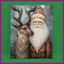 WHIMSICAL CHRISTMAS REINDEER & SANTA PORTRAIT CANVAS PRINT (9"x13")