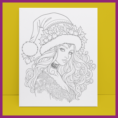 PRETTY CHRISTMAS GOTH GIRL PREDRAWN CANVAS PANEL