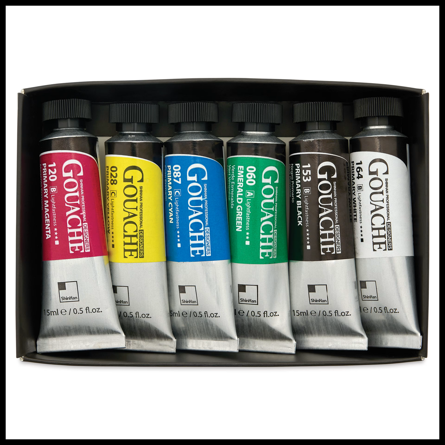 SHINHAN PRO DESIGNER GOUACHE SET OF 6 PRIMARY COLORS 15ML EACH