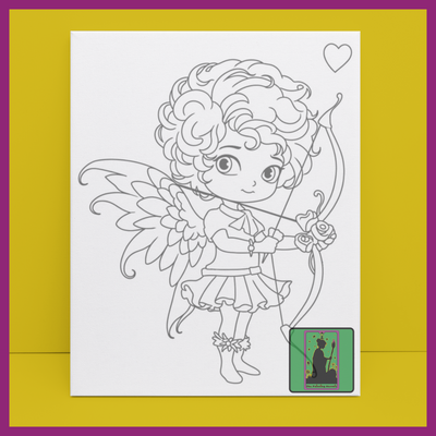 CUTE GIRL CUPID VALENTINES PREDRAWN CANVAS PANEL