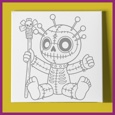 RATTLE VOODOO DOLL BABY PREDRAWN CANVAS PANEL