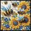 FLORAL BEES DIAMOND PAINTING KIT - PARTIAL/SPECIAL 12x12
