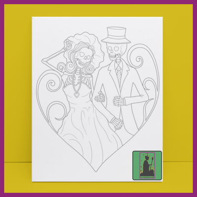 FUN POSING SKELETON COUPLE PREDRAWN CANVAS PANEL