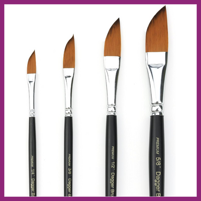 ANGLED DAGGER BRUSH SINGLES FOR WATERCOLOR ACRYLIC OIL GOUACHE