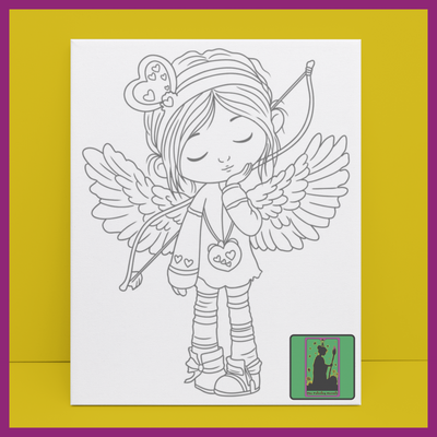 PONDERING CUPID GIRL PREDRAWN CANVAS PANEL