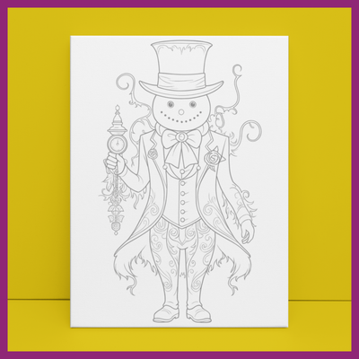 GOTHIC SNOWMAN PREDRAWN CANVAS PANEL
