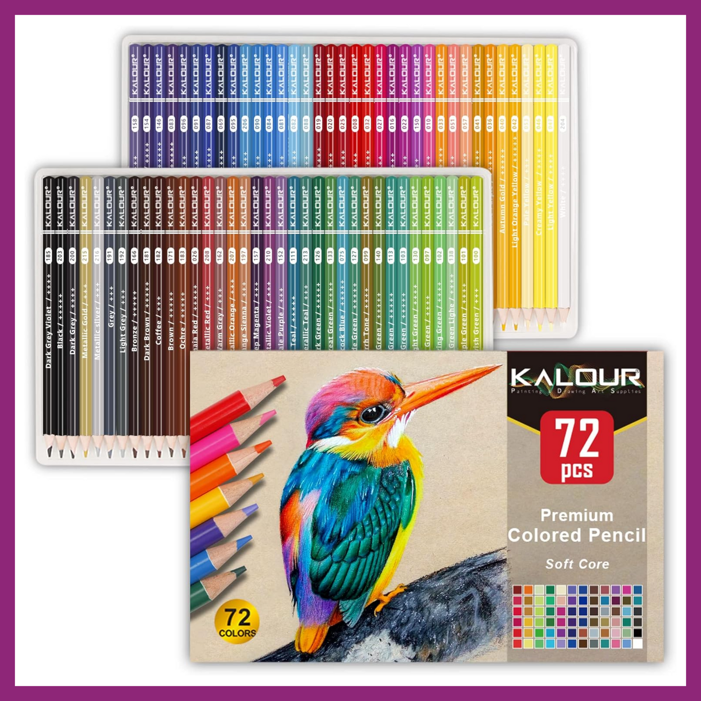 KALOUR 72 COUNT COLORED PENCIL SET