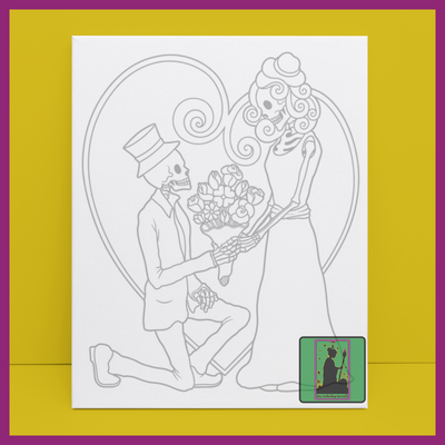 PROPOSING SKELETON COUPLE PREDRAWN CANVAS PANEL