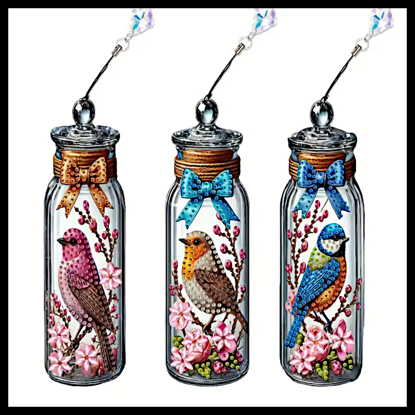 3 SET BIRD IN JAR BOOKMARKS DIAMOND PAINTING KIT
