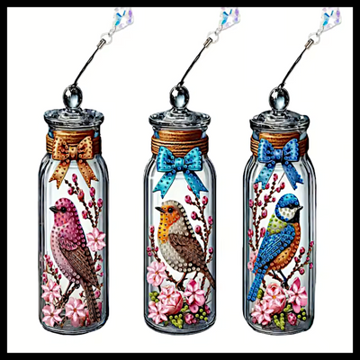 3 SET BIRD IN JAR BOOKMARKS DIAMOND PAINTING KIT