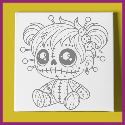 PUNK VOODOO DOLL BABY PREDRAWN CANVAS PANEL