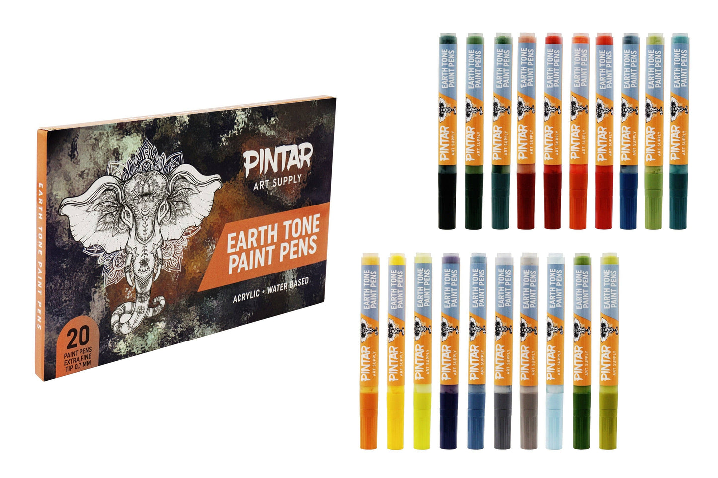 Pintar Earth Tone Acrylic Paint Pen Set - 0.7mm - 20PK