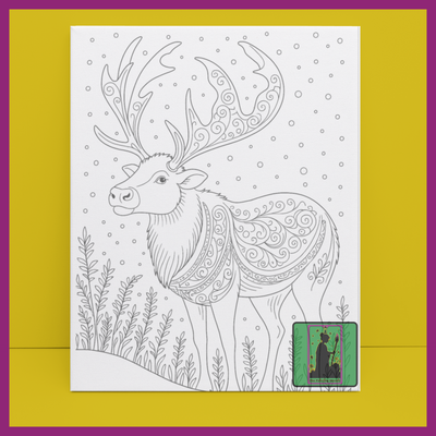 CARIBOU WINTER PREDRAWN CANVAS PANEL