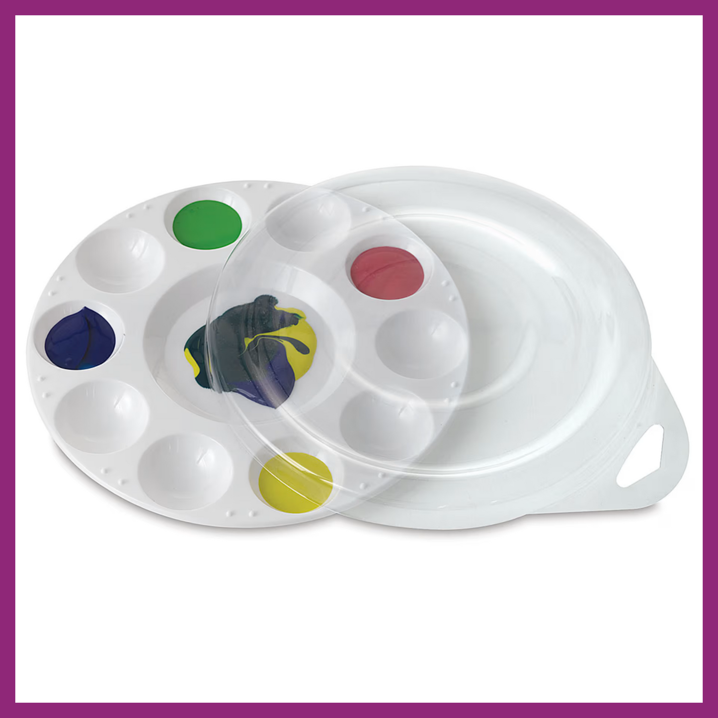 PLASTIC 10-WELL PAINT TRAY WITH COVER - ROUND