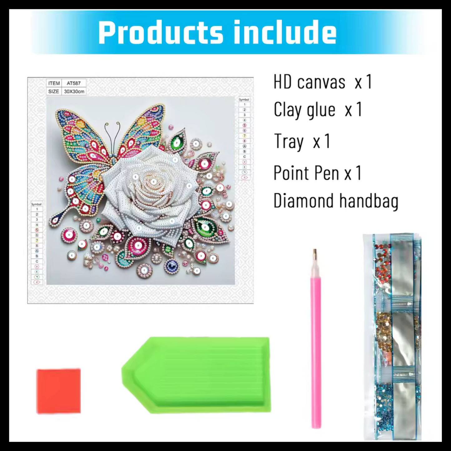 ROSE BUTTERFLY DIAMOND PAINTING KIT - PARTIAL/SPECIAL 12x12 (Copy)