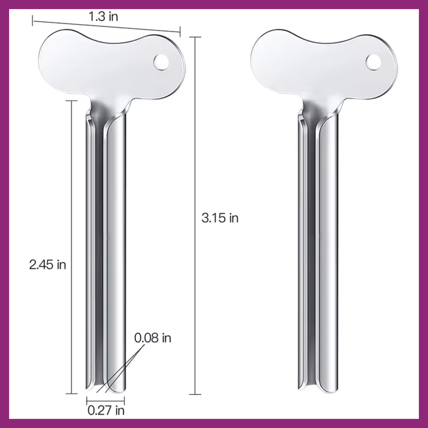 3 PK METAL KEY STAINLESS STEEL PAINT TUBE SQUEEZERS