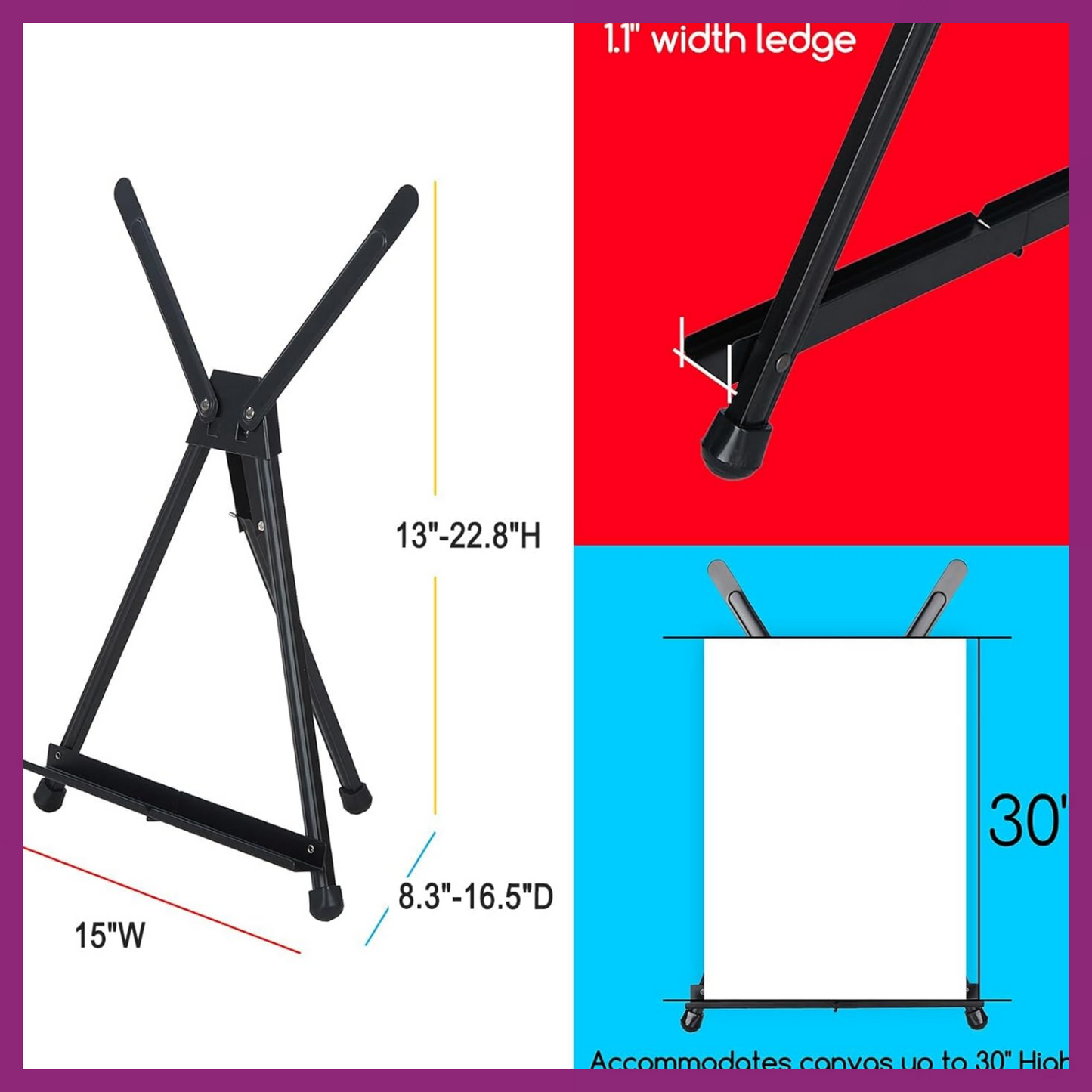 MEEDEN BLACK METAL TABLETOP EASEL