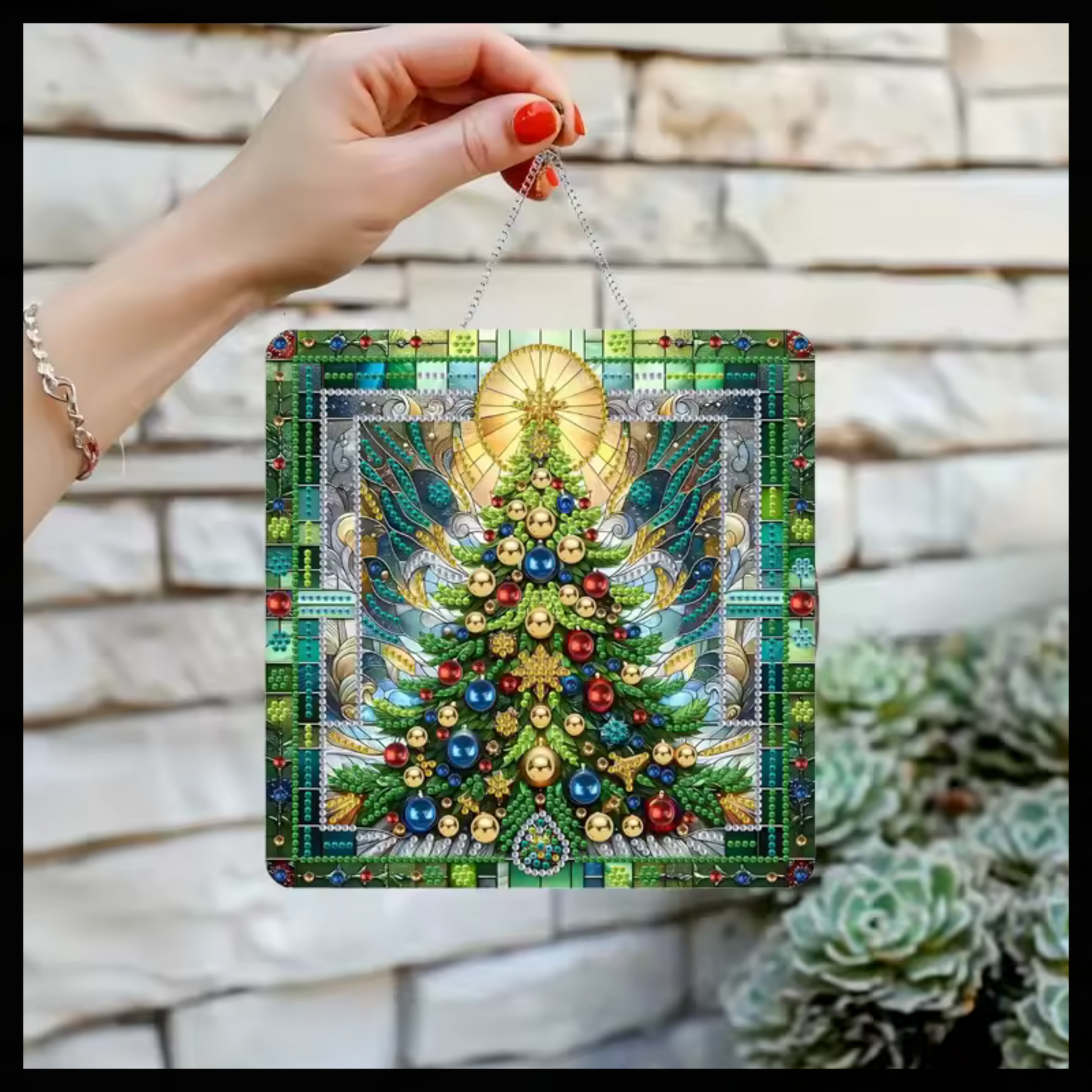 CHRISTMAS TREE ACRYLIC HANGER DIAMOND PAINTING KIT