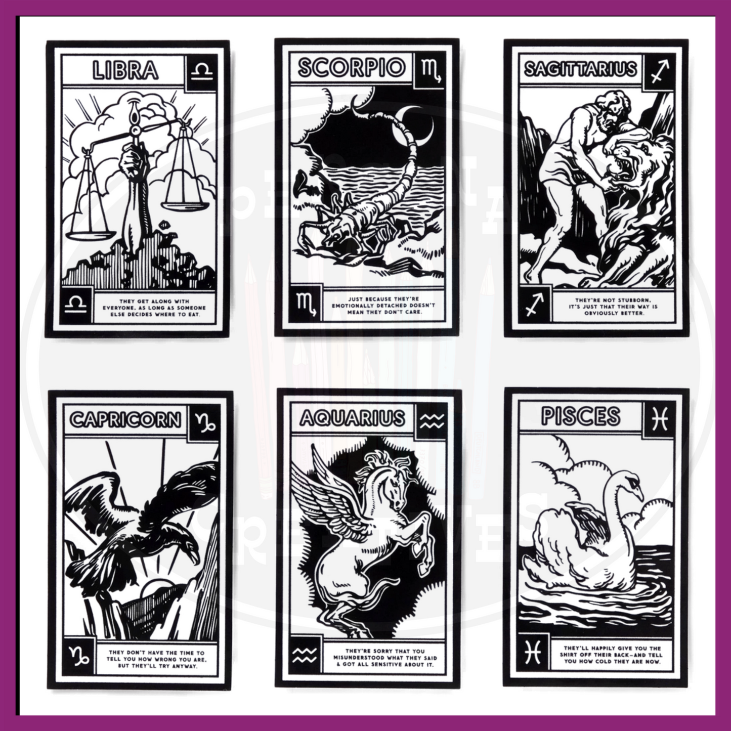 ZODIAC MAGIC VELVET COLORING SET: THIS IS A SIGN, 12 ZODIAC SIGNS AND 8 MARKERS