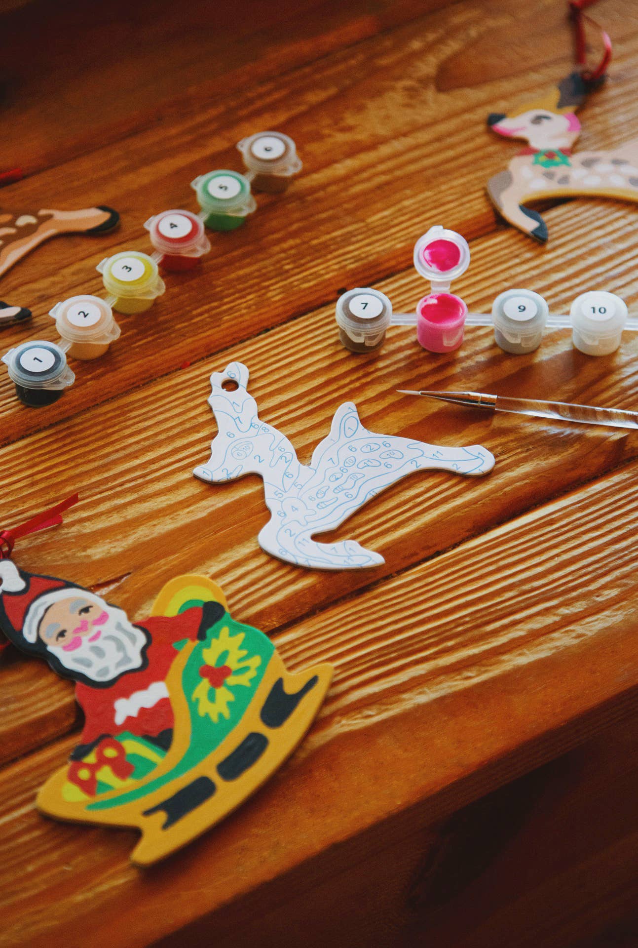 Santa Sleigh and Reindeer / Die Cut Paint by Number