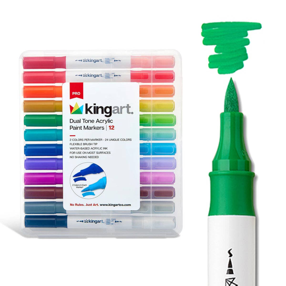 Dual Tone Acrylic Markers 12 Pens / 24 Colors