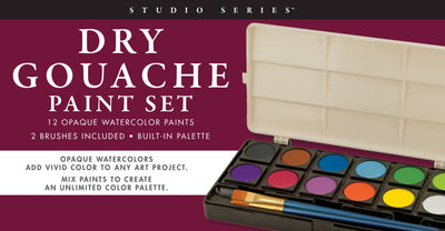Studio Series Dry Gouache Paint Set (12 Opaque Watercolor Paints)