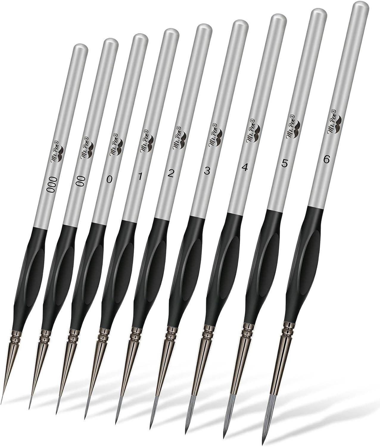 Mr. Pen 9-Piece Detail Paint Brush Set - Silver/Black