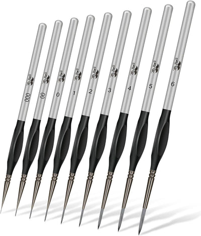 Mr. Pen 9-Piece Detail Paint Brush Set - Silver/Black