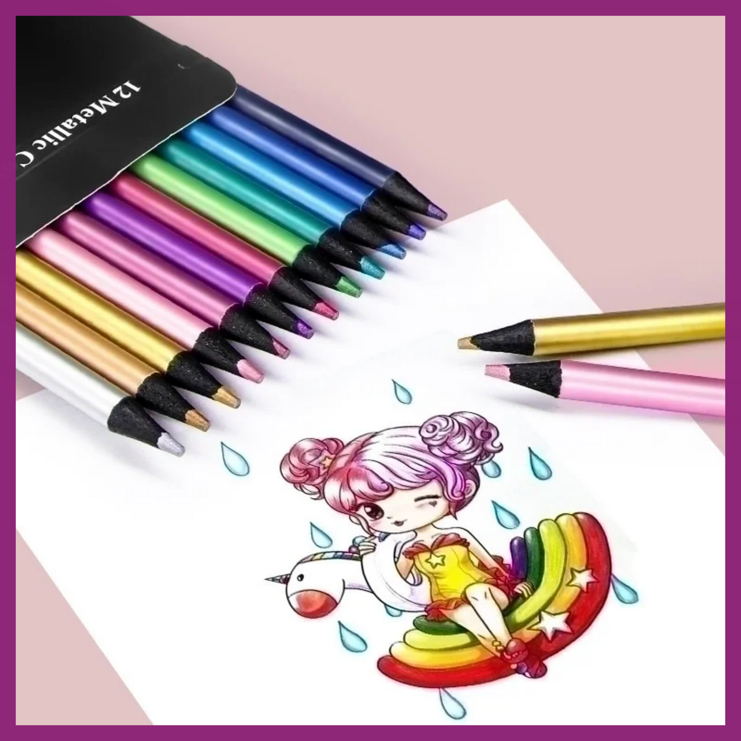 BRUTFUNER METALLIC COLORED PENCIL SET OF 12