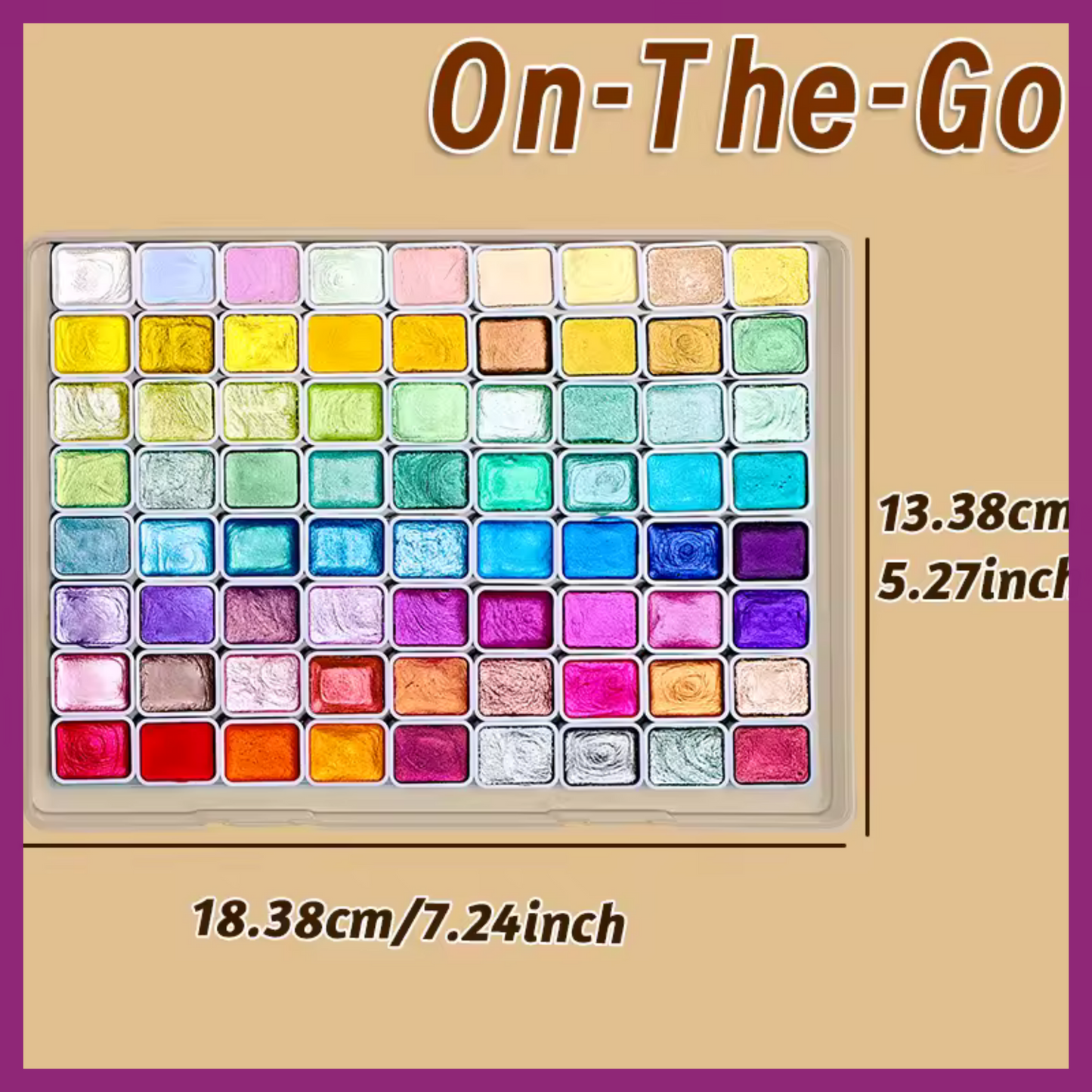 72 COLORS MINI PEARLESCENT WATERCOLOR PAINT PANS