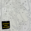 Closeup of paint by number canvas showing canvas texture and numbers with "refererence sheet included" sign.