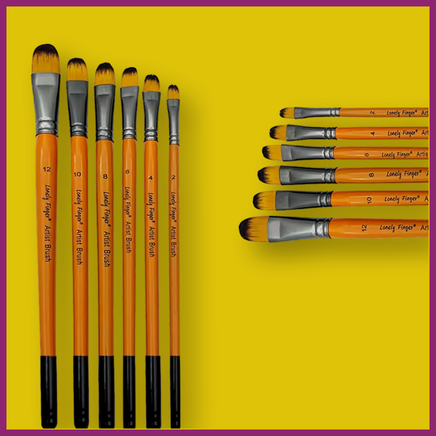 LONELY FINGER 6PC NYLON BRUSH SETS - 6 SIZES PER BRUSH TYPE