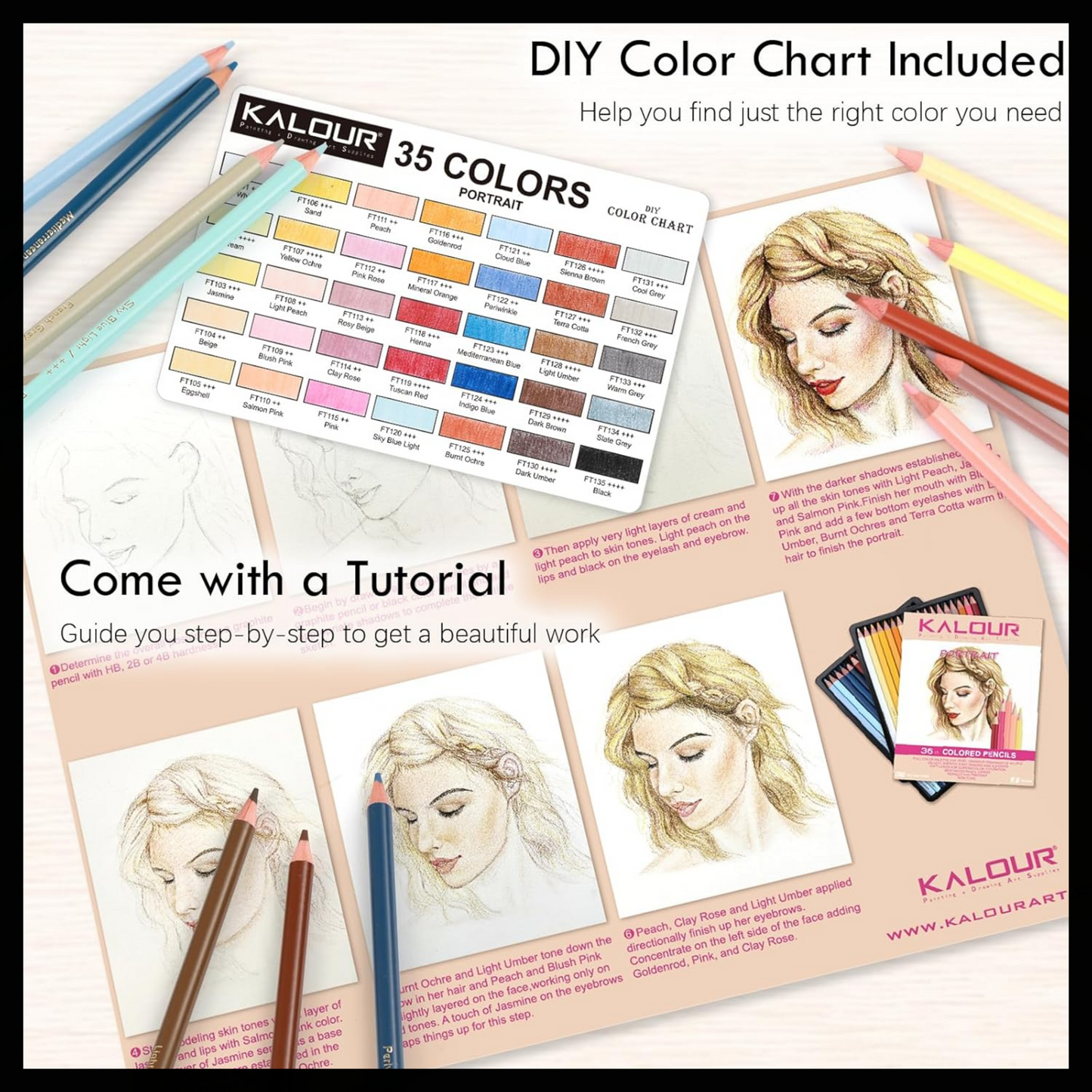 KALOUR SKIN TONES COLORED PENCIL SET OF 36