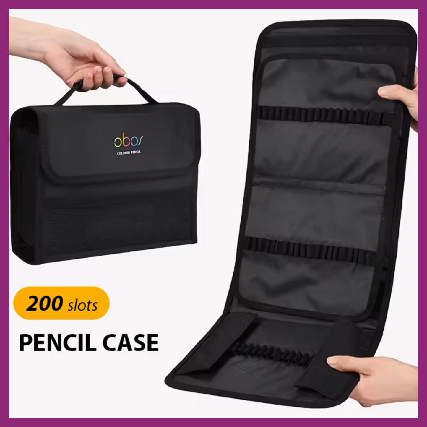 200 SLOT BLACK BAG FOR COLORED PENCILS