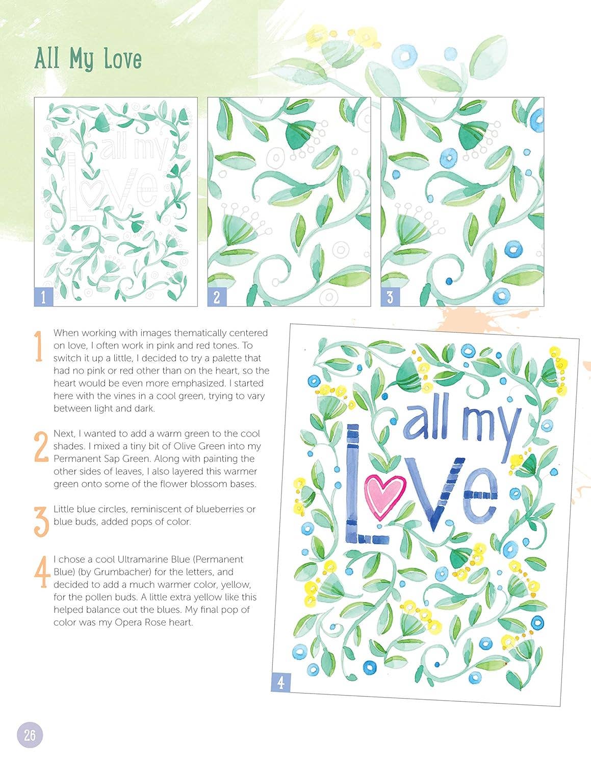 Just Add Watercolor Happy Thoughts - Easy Beginner Guide Workbook